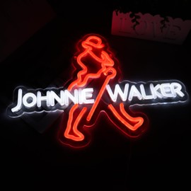 WonderfulLife Scotch Whisky Neon Sign for Johnnie Walker in Bar Pub Man Cave,Bright Orange and White Led Light Suitable for Garage Decor or Business Display,5V USB Powered Easy Hanging.
