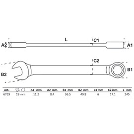 BGS 6719 Ratchet Ring Spanner Angled SW 19 mm