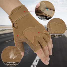 FIORETTO Mens Breathable Padded Fingerless Motorcycle Gloves Half Finger Gloves for Cycling Hiking Climbing Outdoor Sports