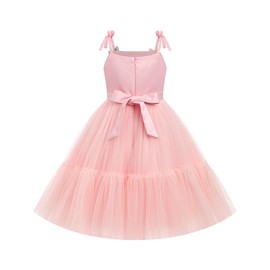 IDOPIP Pageant Dresses for Toddler Girls Embroidery Flower Girl Fairy Princess Butterfly Birthday Dresses Summer Sleeveless Kids Baby Wedding Tea Party First Communion Tulle Tutu Gown Pink 4-5 Years