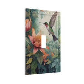 Huzdzhy Decorative Art Light Switch CoversFloral Ballet of the Hummingbird Single Toggle Wall Plate Decorative Switchcover Electrical Switchplate