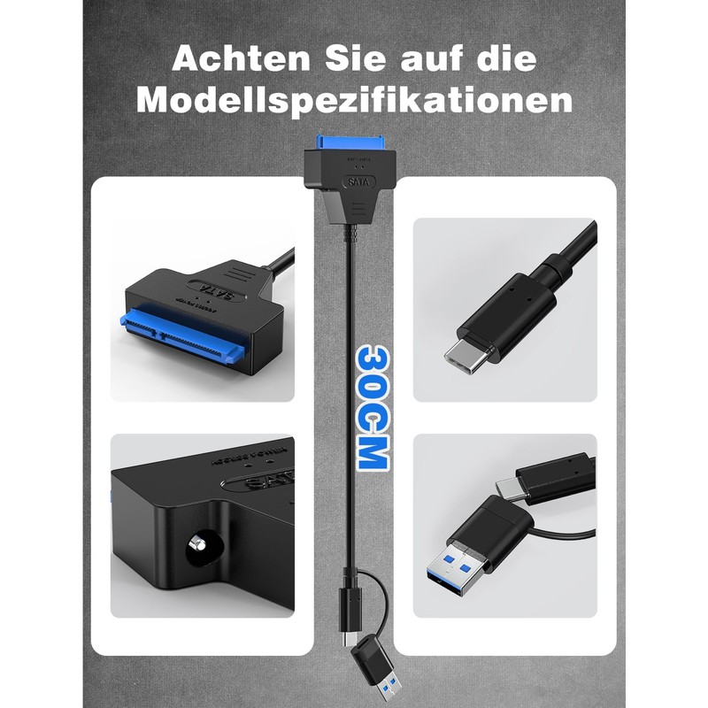 Mellbree SATA to USB 3.0 Adapter, 2-in-1 USB & Type-C
