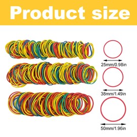 Colourful Rubber Bands, About 440 Pieces, Household Rubber, Various Sizes, 25/38/50 mm, Rubber Bands for Household, Work, School, Catapults, Bills, Bankpaper, Office Supplies
