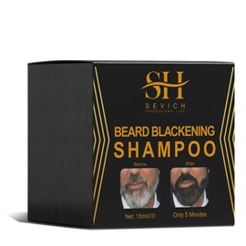 SEVICH Beard Blackening Shampoo for Men - Instant Natural Black Color, Anti-Hair Loss Formula, 10x15ml Travel-Friendly Packets | Safe & Gentle Beard Dye with Nourishing Care