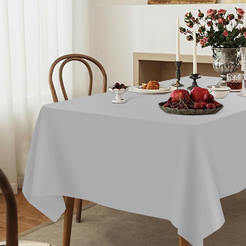YSYJ 3 Pack Silver Plastic Tablecloth Disposable Rectangular Table Cloth
