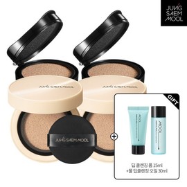 Jung Saem Mool Skin Nuder Cover Layer Cushion (Main Product + Refill) x2 SET + Water Cream Light 8ml 2ea + Cushion Blush Pouch + Skinny Taper Puff