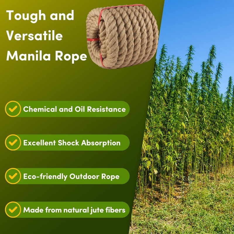 Manila Rope 1.5in x 50ft,Natural Thick Rope,Large Decorative Hemp Ropes