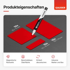 GAUDER Magnetic Strips Writeable | Magnetic Signs for Writing on | Magnetic Cards for Kanban Board, Whiteboard & Blackboard