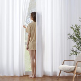 MIULEE - Cortinas traslúcidas de privacidad blancas que dejan que la luz entre 63 pulgadas de largo, no se transparentan, cortinas semitransparentes para filtrar la luz, cortinas de ventana para sala