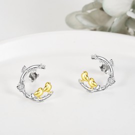 Chicken Stud Earrings 925 Sterling Silver Hen Animal Mother's Day Jewelry for Women Mom