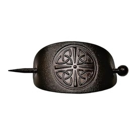 Gaelsong, Hand Made Leather Barrette with Brown Wooden Stick for Thick Hair Turtle Accessories Gifts for Women