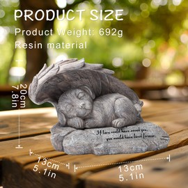 DiDiBirDi Dog Angel Pet Memorial Grave Marker Tribute Statue, Pet Memorial Stones for Dog Garden Ornament Stone with Angel Wings, Dog Urn Pet Loss Gifts Garden Decor Outdoor