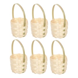 Ipetboom 6pcs Handwoven Bamboo Easter Egg Baskets Small Decorative Flower Storage Containers Lightweight Household Organizing Baskets for Home and Holiday Use