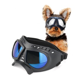 Dog Goggles, Sunglasses, UV Resistant, Waterproof, Windproof, Snow Resistant, Dog Skiing Eye Protection, pet Glasses Suitable for Medium and Large Dogs (Blue)