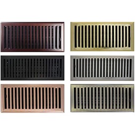 4" x 10" (5.25" x 11.25" Overall) Antique Brass Plated Contemporary Register with Damper (HVAC Vent Cover)