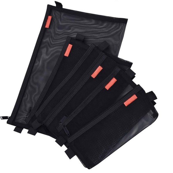 Mesh Zip Pouch Zippered Wallet Pencil Case, 5 Different Sizes