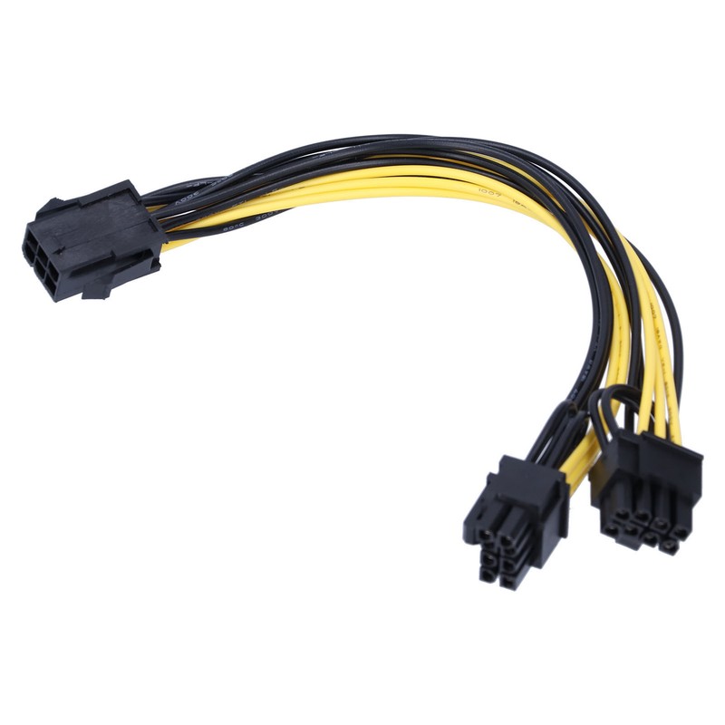 5Pcs Power Supply Cable 6Pin to Dual 8pin 6+2 GPU