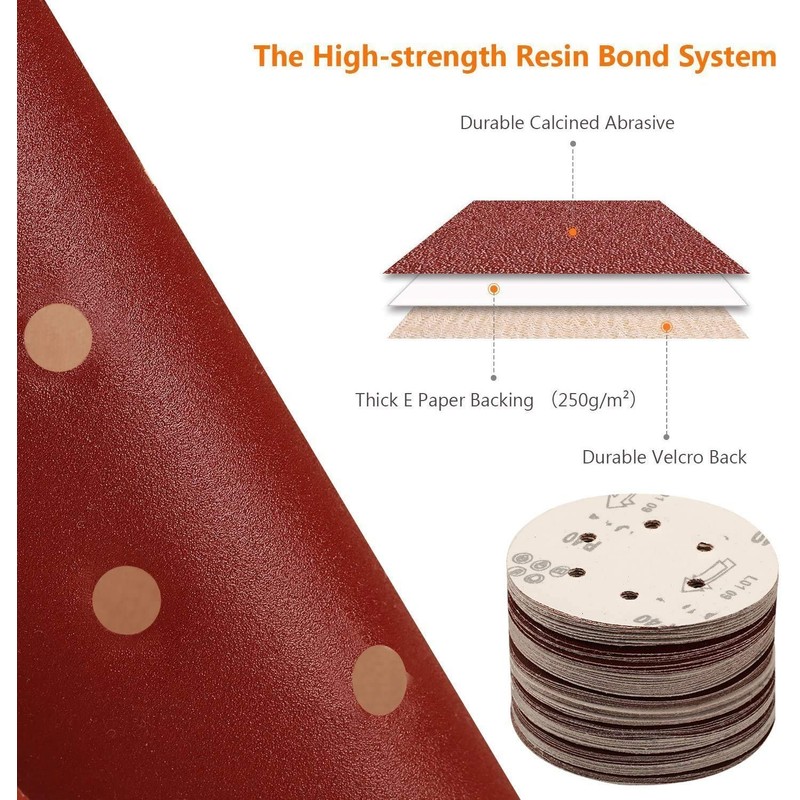 LESNIC 100pcs Sanding Discs, 125mm Sanding Discs Quick Change Discs