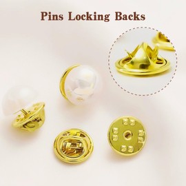 Pin Backs, Lapel Pin Backs, 50PCS Brass Metal Pin Backings for Brooch Tie Hat Badge Insignia, Gold