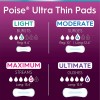 Poise Ultra Thin Incontinence Pads for Women Light Moderate Maximum