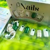 Green Shamrock Press on Nails Medium Square Fake Nails with