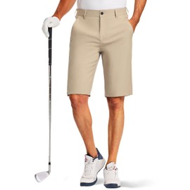 PULI Mens Golf Shorts 11 Inch Inseam Business Dress Casual Stretch Work Hiking Quick Dry Lightweight Khaki 38
