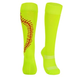 Softball Socks for Women Girls Youth Multi-sport Athletic Socks Neon Yellow Large