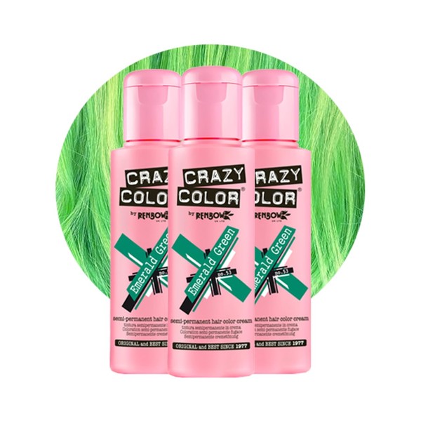 Crazy Color Vibrant Emerald Green Semi-Permanent Trio Hair Dye. Highly