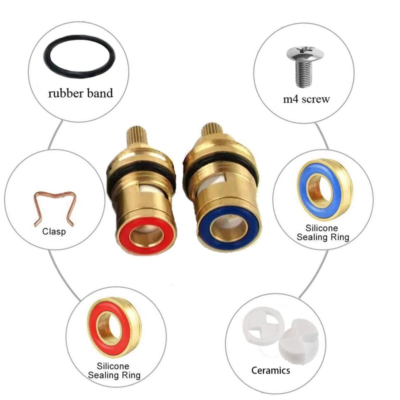 Faucet Valves, Brass Ceramic Stem Disc Cartridge Replacement Quarter Turn