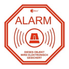'3 Isecur Stickers – Alarm, Alarmgesichert] 10x10 cm _ 220 to Go, Sign of Anti-Theft Security Alarm Innenklebend for Window Panes, at home, car, truck, Construction Machines