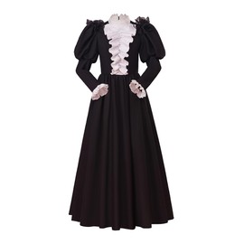 Saniplaycos Womens's Medieval Renaissance Costume Dress Black Gothic Victorian Civil War Queen Ball Gown (XXL)