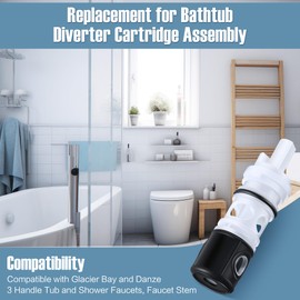 Enhon Shower Diverter Cartridge, Compatible with Glacier Bay and Danze 3 Handle Tub and Shower Faucets, Plumbing Diverter Cartridge Replacement, Faucet Stem Diverter, 1 Piece Bath Diverter Assembly
