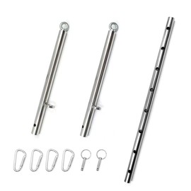 Silver Pilates Spreader Bar, Exercise Guide, 4 Rings, Home Yoga Training Fitness Gear