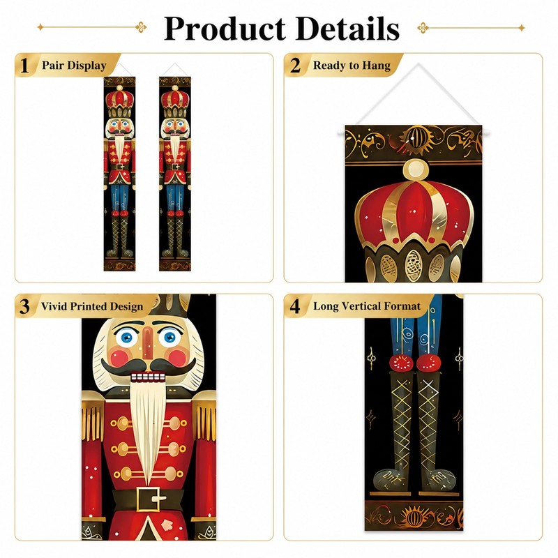Nutcracker Outdoor Christmas Decorations Banner, for Xmas Party Door Decor