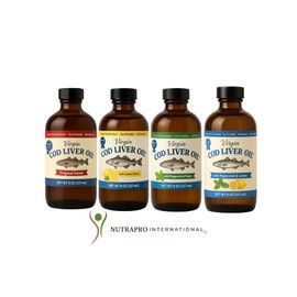 Virgin Cod Liver Oil - 8 Fl oz Natural, Sustainably sourced, Wild Caught & Fresh Tasting. High in Vitamin D, Omega 3 DHA/EPA (Lemon and Peppermint Flavored)