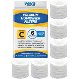 VEVA 6-Pack Premium Humidifier Filters - Replacement for HW Filter C, HC-888, HC-888N - Compatible with Cool Moisture Evaporative Humidifiers & HCM-890 Series
