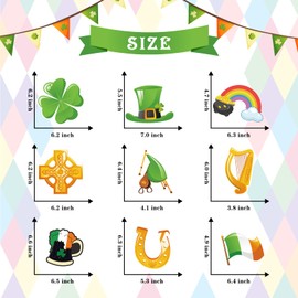 INNORU St Patricks Day Hanging Swirls Streamers, Foil Ceiling Four Leaf Clover Lucky Party Swirls Supplies, Irish Patrick's Day Party Hanging Decorations Supplies 18 PCS