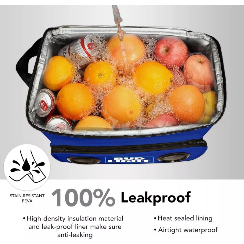 BUD LIGHT Blue Soft Cooler Bluetooth Speaker With Bottle Opener