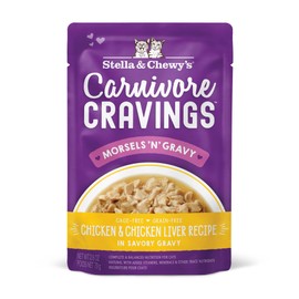 Stella & Chewy’s Carnivore Cravings Morsels & Gravy Chicken & Chicken Liver Recipe Wet Cat Food Pouches – (2.8 Ounce Cans, Case of 12)