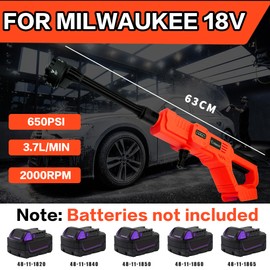 Car Power Washer for Milwaukee 18V Battery 48-11-1850,650PSI Portable Pressure Cleaner with 6-in-1 Nozzle Soap Container for Car Floor Fence Cleaning (Tool Only,No Battery)