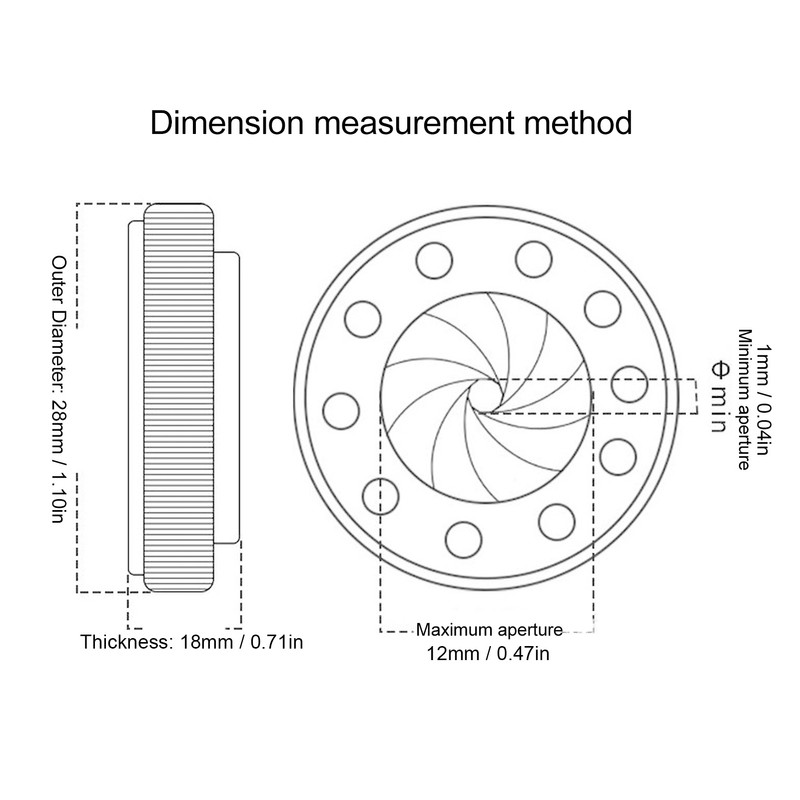 Aperture Diaphragm with CS to C Port 1‑12mm Bore Diameter