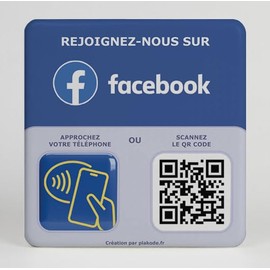 NFC and QR Code Sign 12 x 12 cm - Increase Your Online Presence on Facebook