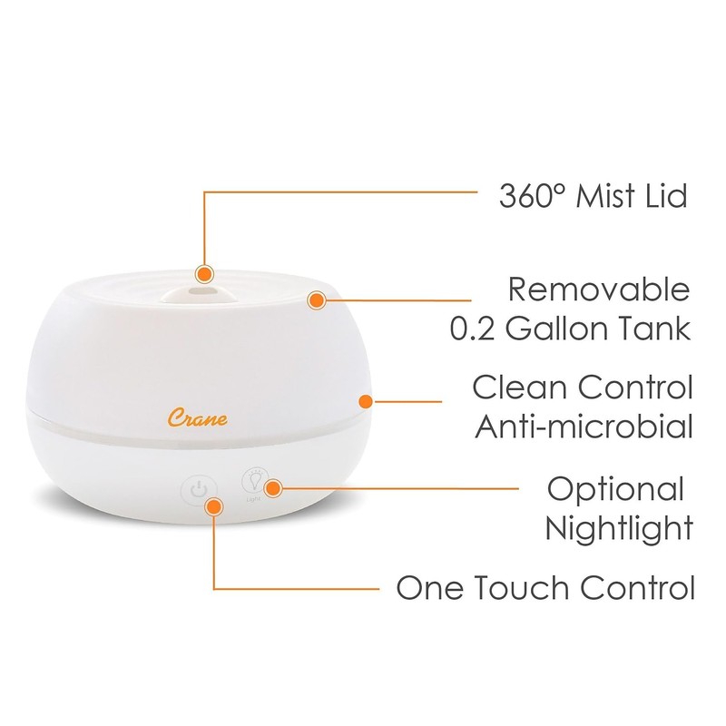 Crane Portable Ultrasonic Travel Humidifier & Aroma Diffuser – 0.2