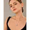 YL Women's Heart Cross Necklace 925 Sterling Silver Created Sapphire