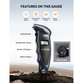 AstroAI Medidor de Presión Llantas 150 PSI Neumáticos Moto Bicicleta Coche Gris