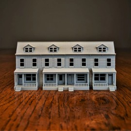 Unbranded Z-Scale Pennsylvania Row House 4 Unit Model Brick&Wood Ext. 1:220 Scale Building