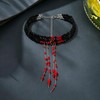 WCRAZYE Gothic Blood Necklace for Women Red Crystal Multi-layered Pearl