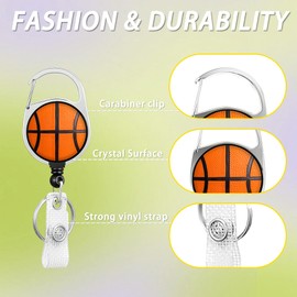ID Badge Holder with Lanyard Basketball Closeup Retractable Badge Reel Carabiner Clip Lanyard Name Card Vertical ID Protector,ID Card Holder Keychain Name Badge Clip for Women Men