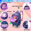 Egchescebo Kids Rolling Backpack for Girls Mermaids Suitcases Trolley Roller