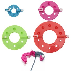LONZIKP 4 Pieces Pompom Making Tool Knitting Machine Pompoms Knitting Machine for Creative Hobbies Pompom Weaving (3.5/5.5/7 and 9 cm)